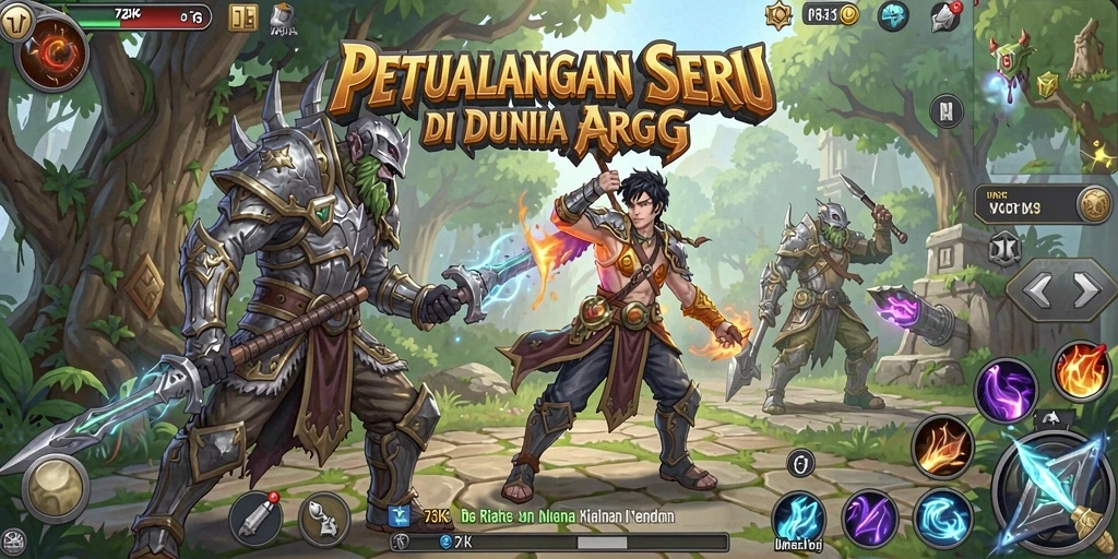 Screenshot utama 73K menampilkan aksi seru dalam gameplay ARPG.