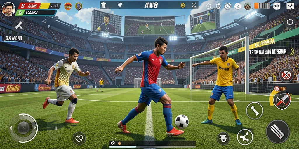 Screenshot gameplay AW8 yang menunjukkan aksi seru dalam olahraga.