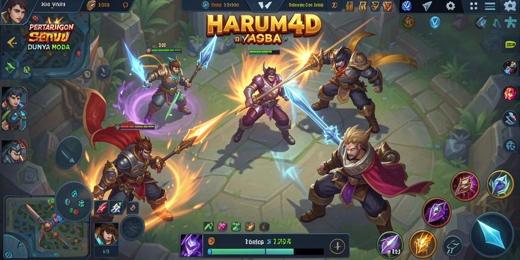 Gameplay MOBA yang seru dan mendebarkan di HARUM4D.