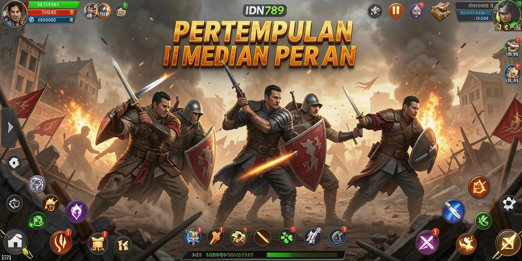 Screenshot IDN789 memperlihatkan pertempuran intens di medan perang.
