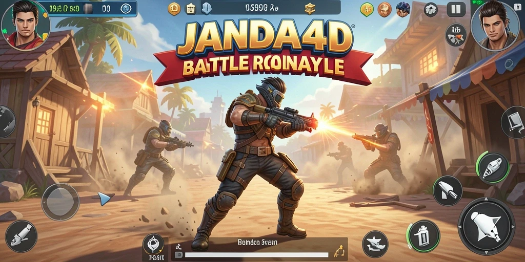Tampilan gameplay menegangkan di JANDA4D dengan aksi Battle Royale yang intens.