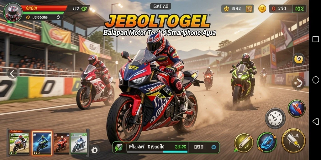 Gameplay seru balapan motor dalam JEBOLTOGEL.