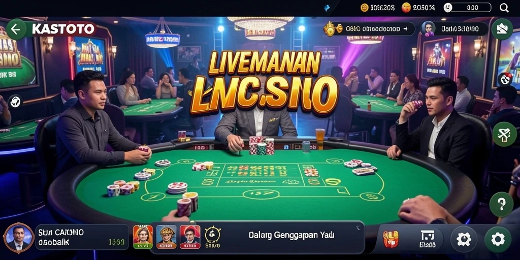 Screenshot gameplay Live Casino KASTOTO menampilkan dealer langsung dan suasana kasino yang nyata.