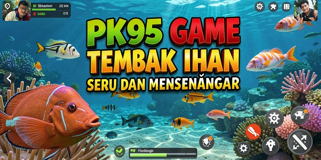 Screenshot menampilkan gameplay seru PK95 saat menembak ikan.