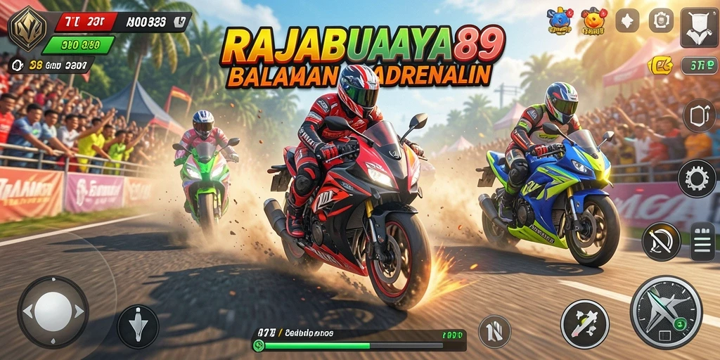 Tampilan gameplay seru balapan motor di RAJABUAYA89.