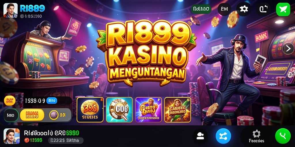 Tampilan gameplay RI889 yang menarik dengan atmosfer kasino yang hidup.