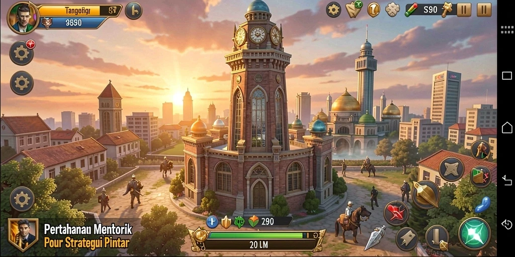 Tampilan gameplay menakjubkan dari S80 yang menunjukkan pertarungan menara.